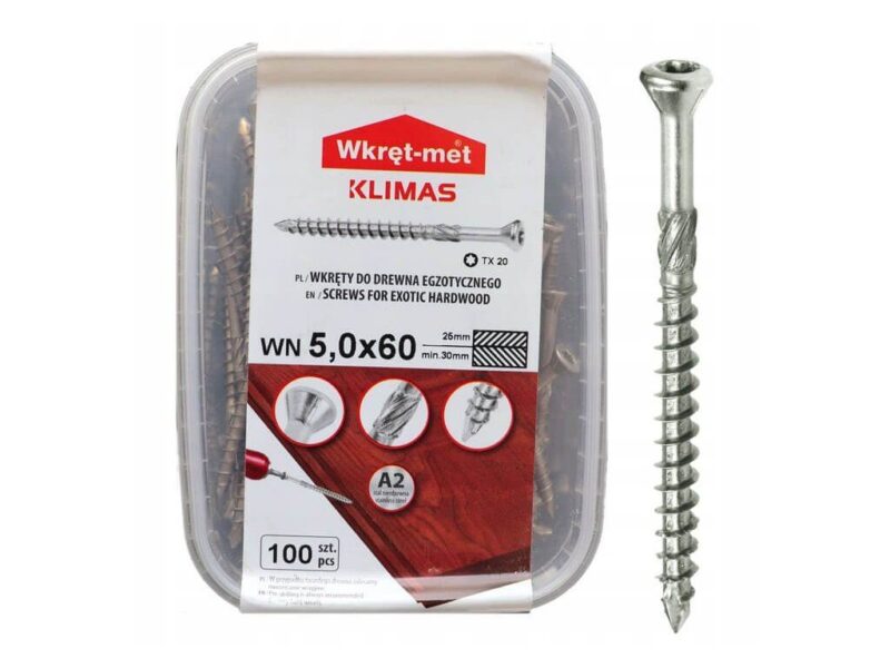 A2 5x60mm – 100ks – Nerezové skrutky /vruty (Terasové), WN