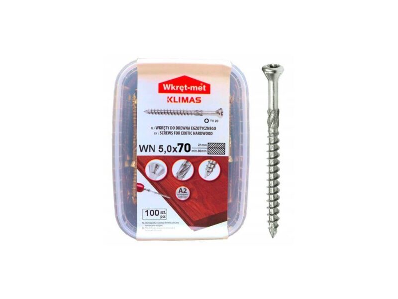 A2 5x70mm – 100ks – Nerezové skrutky /vruty (Terasové), WN