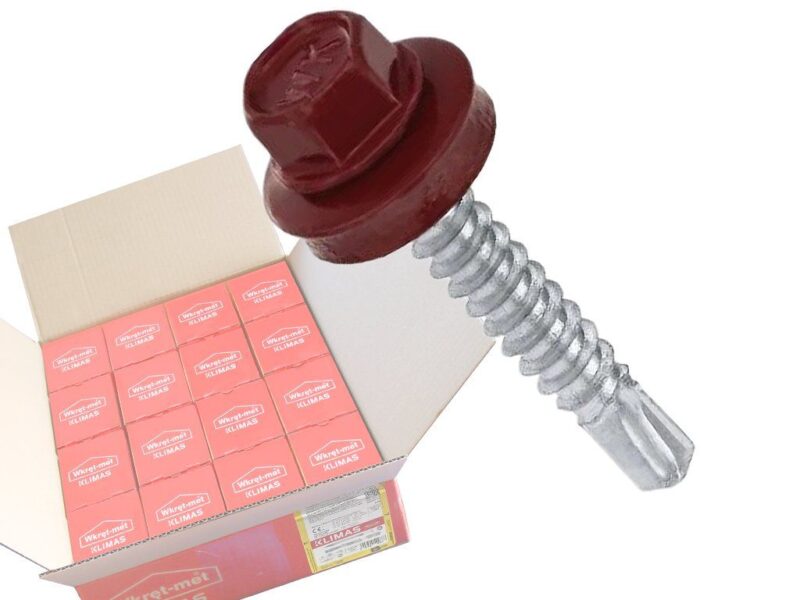 RAL 3005 4,8x19mm – 1 Kartón (16x250ks) – Skrutky farmárske strešné pre oceľový podklad, farba: Vínovočervená, WF