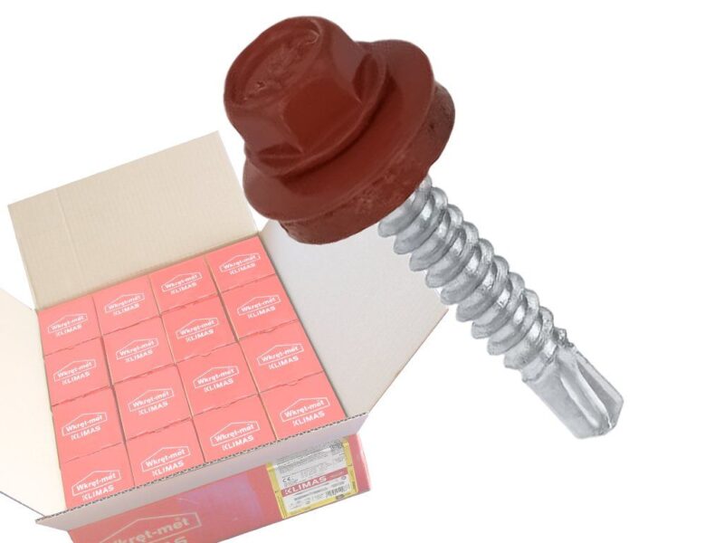 RAL 3009 4,8x19mm – 1 Kartón (16x250ks) – Skrutky farmárske strešné pre oceľový podklad, farba: Hrdzavá červená, WF