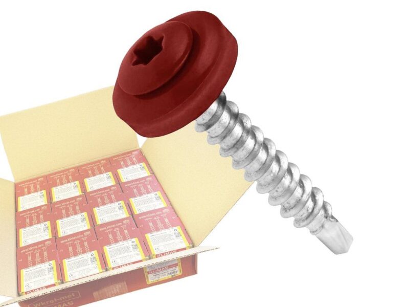 RAL 3009 4,8x35mm – 1 Kartón (12x250ks) – Skrutky farmárske strešné TORX, farba: hrdzavá červená, WDD