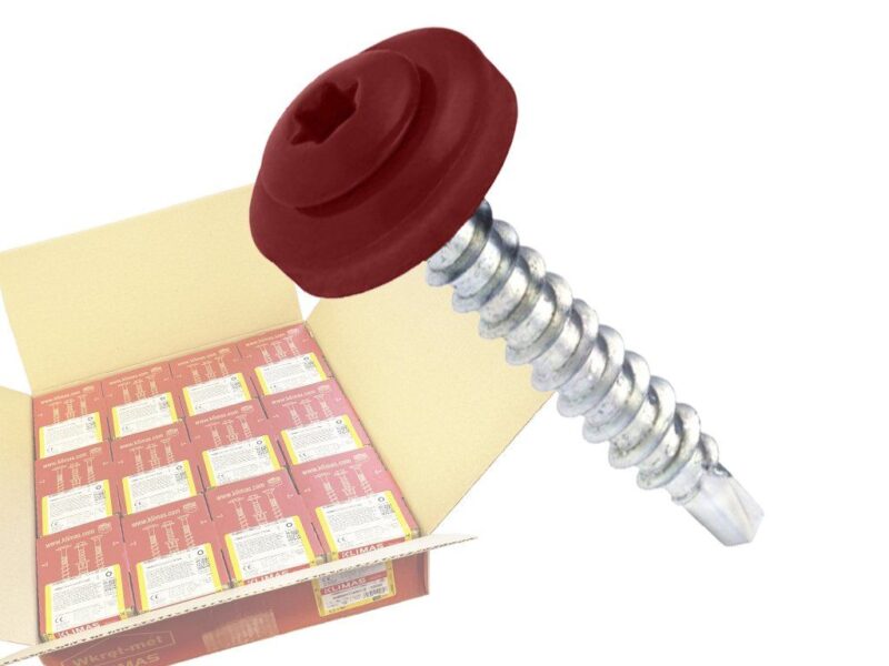 RAL 3011 4,8x35mm – 1 Kartón (12x250ks) – Skrutky farmárske strešné TORX, farba: hnedočervená, WDD