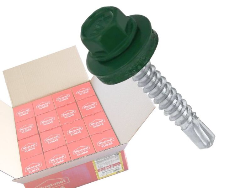 RAL 6005 4,8x19mm – 1 Kartón (16x250ks) – Skrutky farmárske strešné pre oceľový podklad, farba: Machová zelená, WF