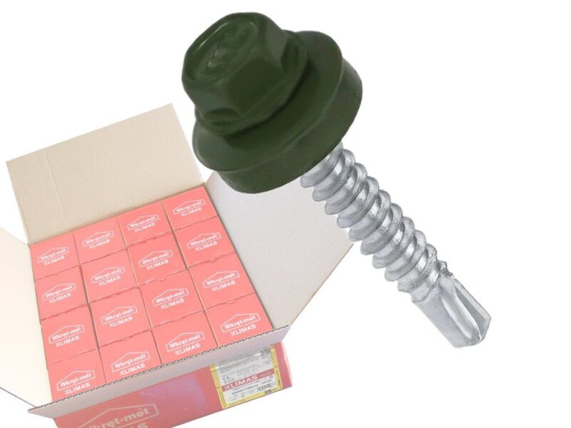 RAL 6020 4,8x19mm – 1 Kartón (16x250ks) – Skrutky farmárske strešné pre oceľový podklad, farba: Chrómová zelená, WF