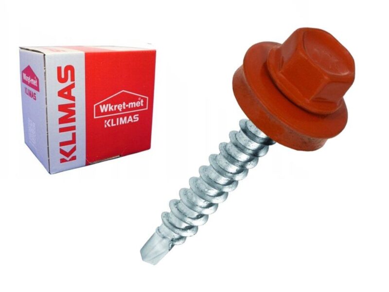 RAL 8004 4,8x19mm – 250ks – Skrutky farmárske strešné pre oceľový podklad, farba: Medená hnedá, WF