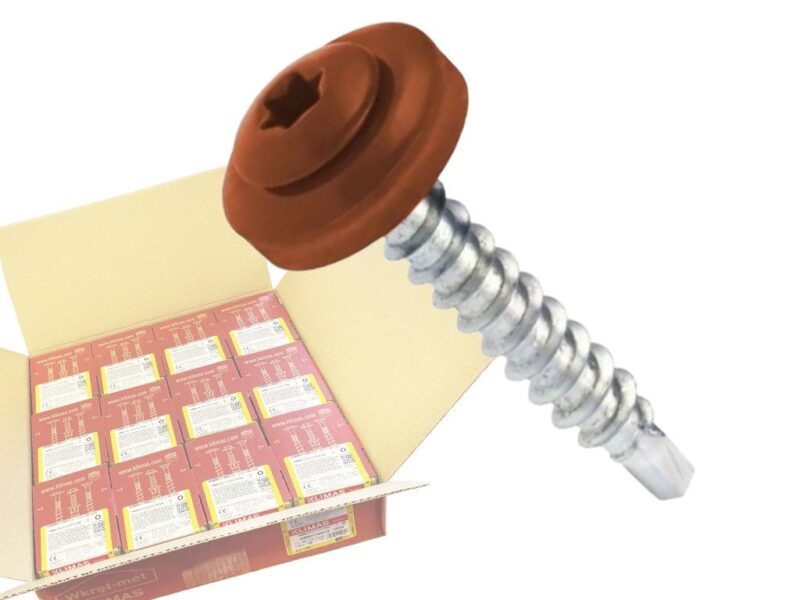 RAL 8004 4,8x35mm – 1 Kartón (12x250ks) – Skrutky farmárske strešné TORX, farba: Medená hnedá, WDD