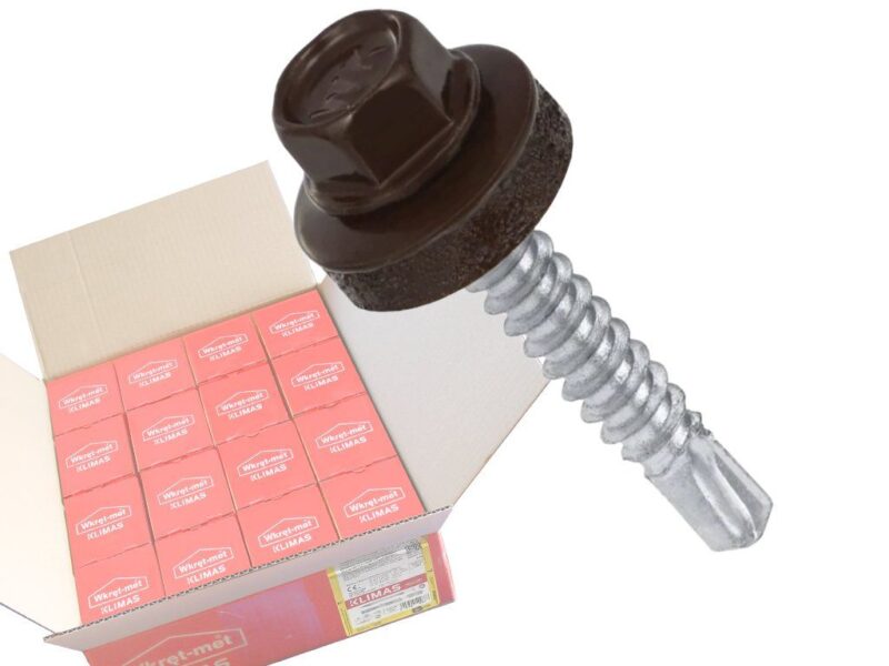 RAL 8017 4,8x19mm – 1 Kartón (16x250ks) – Skrutky farmárske strešné pre oceľový podklad, farba: Čokoládová hnedá, WF