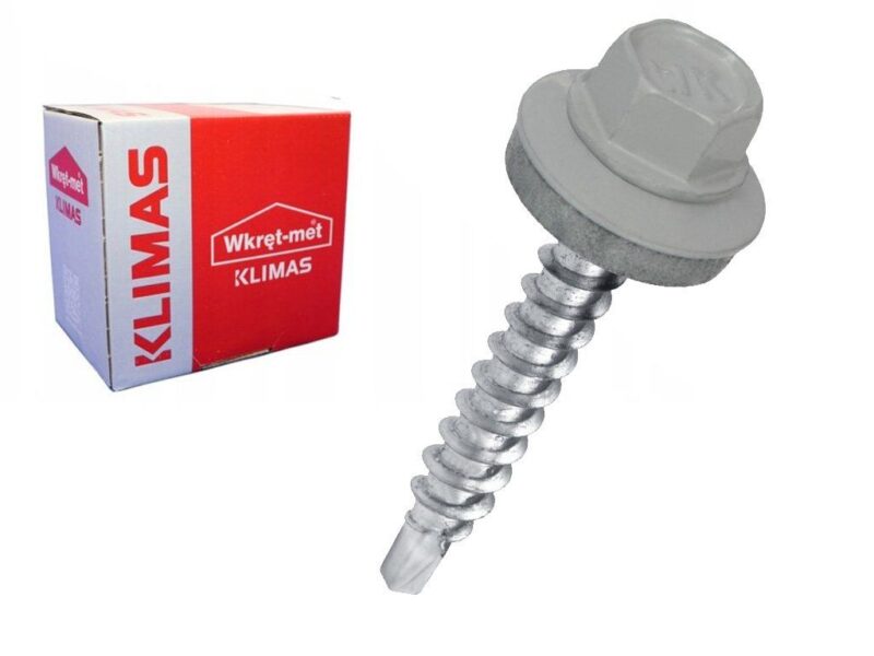 RAL 9006 4,8x19mm – 250ks – Skrutky farmárske strešné pre oceľový podklad, farba: Biely hliník, WF