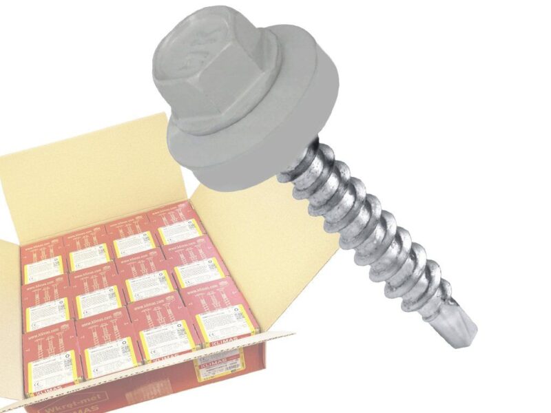 RAL 9006 4,8x25mm – 1 Kartón (12x250ks) – Skrutky farmárske strešné farba: biela hliníková