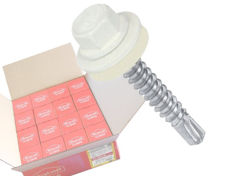 RAL 9010 4,8x19mm – 1 Kartón (16x250ks) – Skrutky farmárske strešné pre oceľový podklad, farba: Matná biela, WF