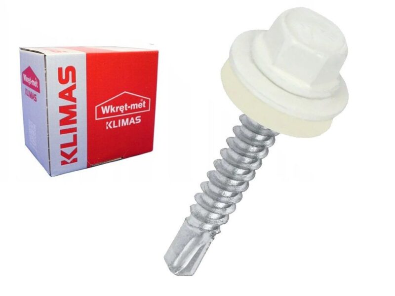 RAL 9010 4,8x19mm – 250ks – Skrutky farmárske strešné pre oceľový podklad, farba: Matná biela, WF